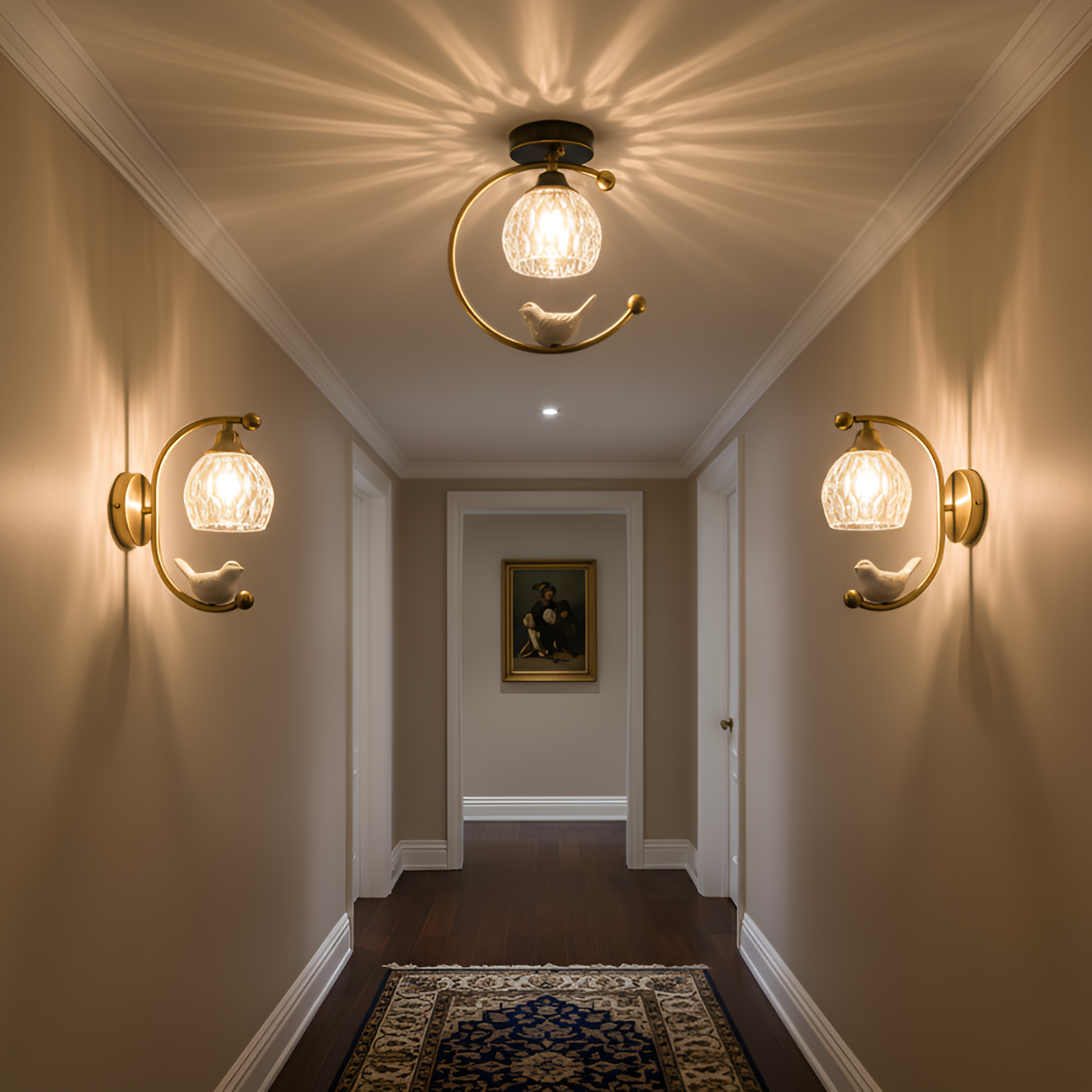 Crescent-figur med struktureret loftlampe – lysdæmpbar