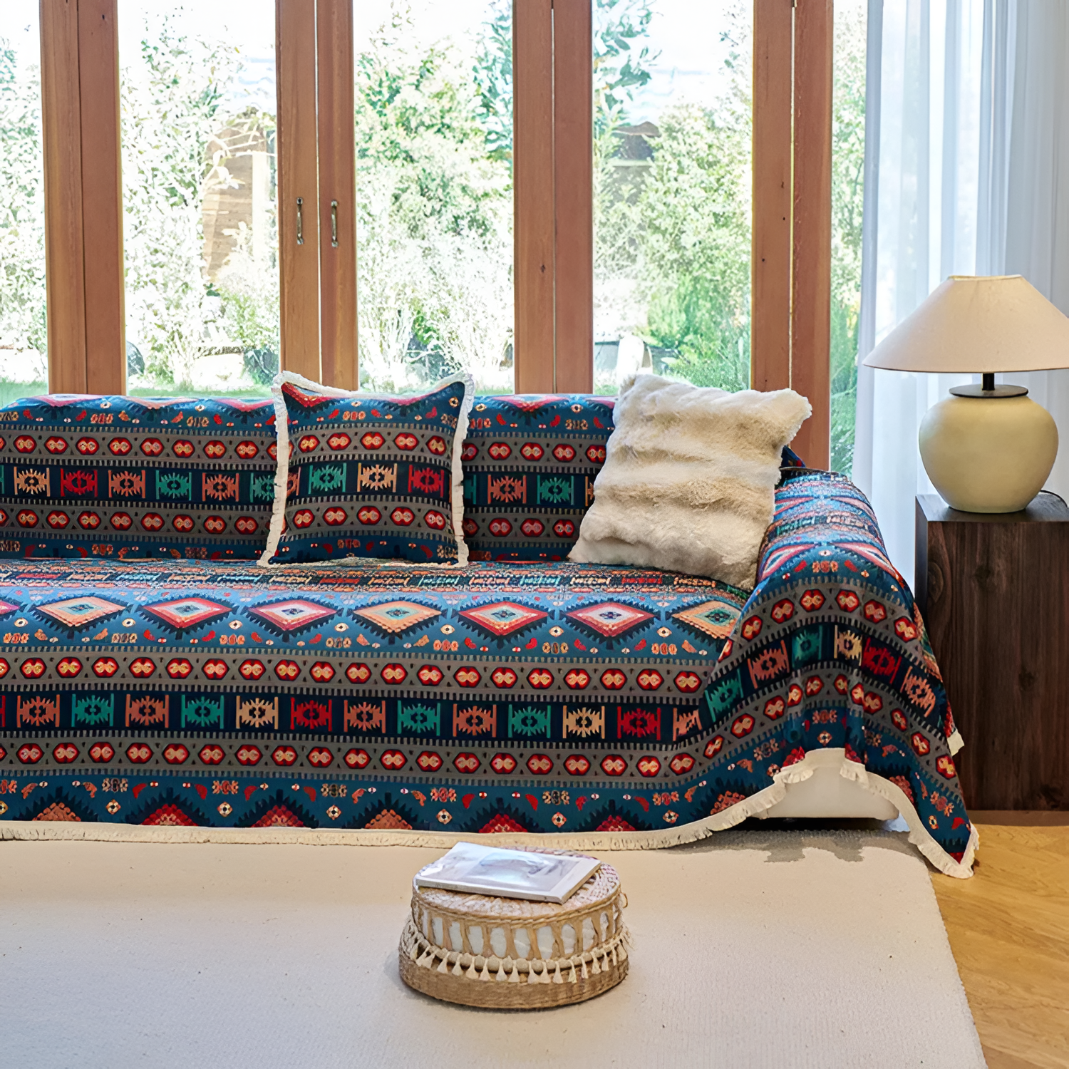 Bohemisk Geometrisk Sofatæppe - Marokkansk Stil
