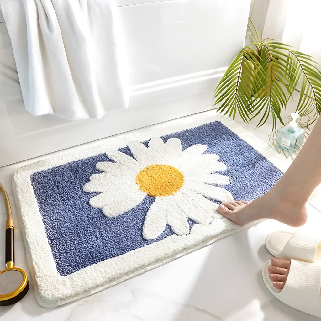 Plysset Tuftet Blomsterbademåtte - Skridsikker