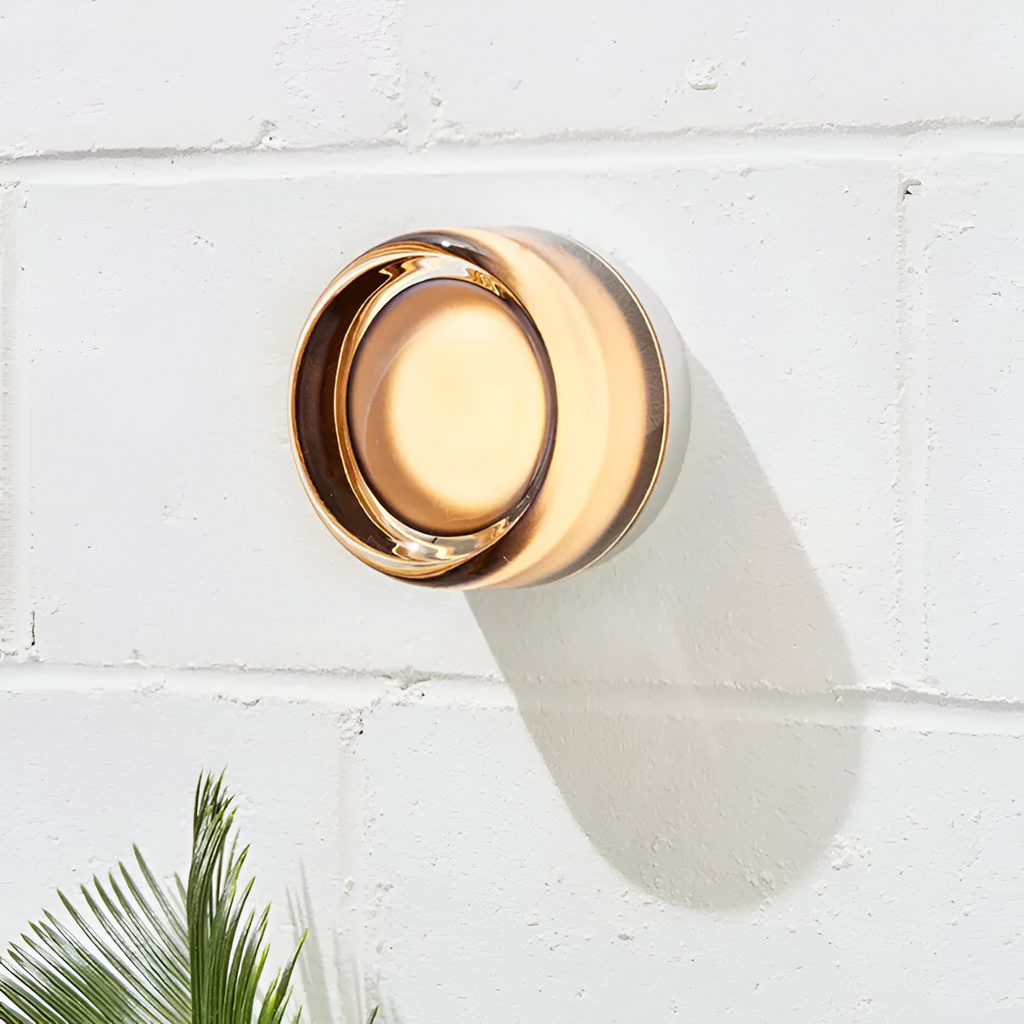 Rund Glasvæglampe - Dæmpbar Ravfarvet LED Lampe