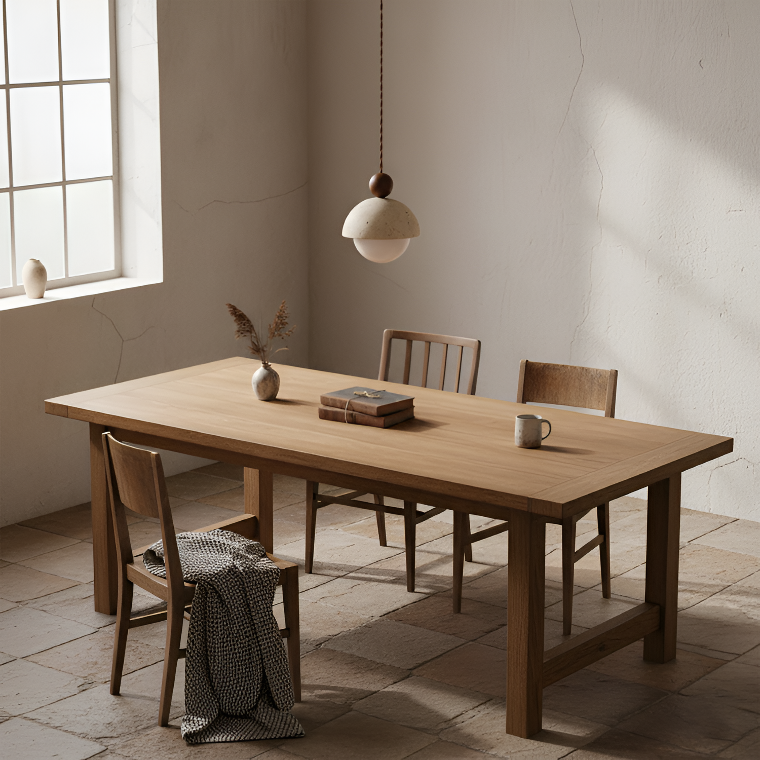 Minimalistisk Travertin Pendel - Snoet Ledning