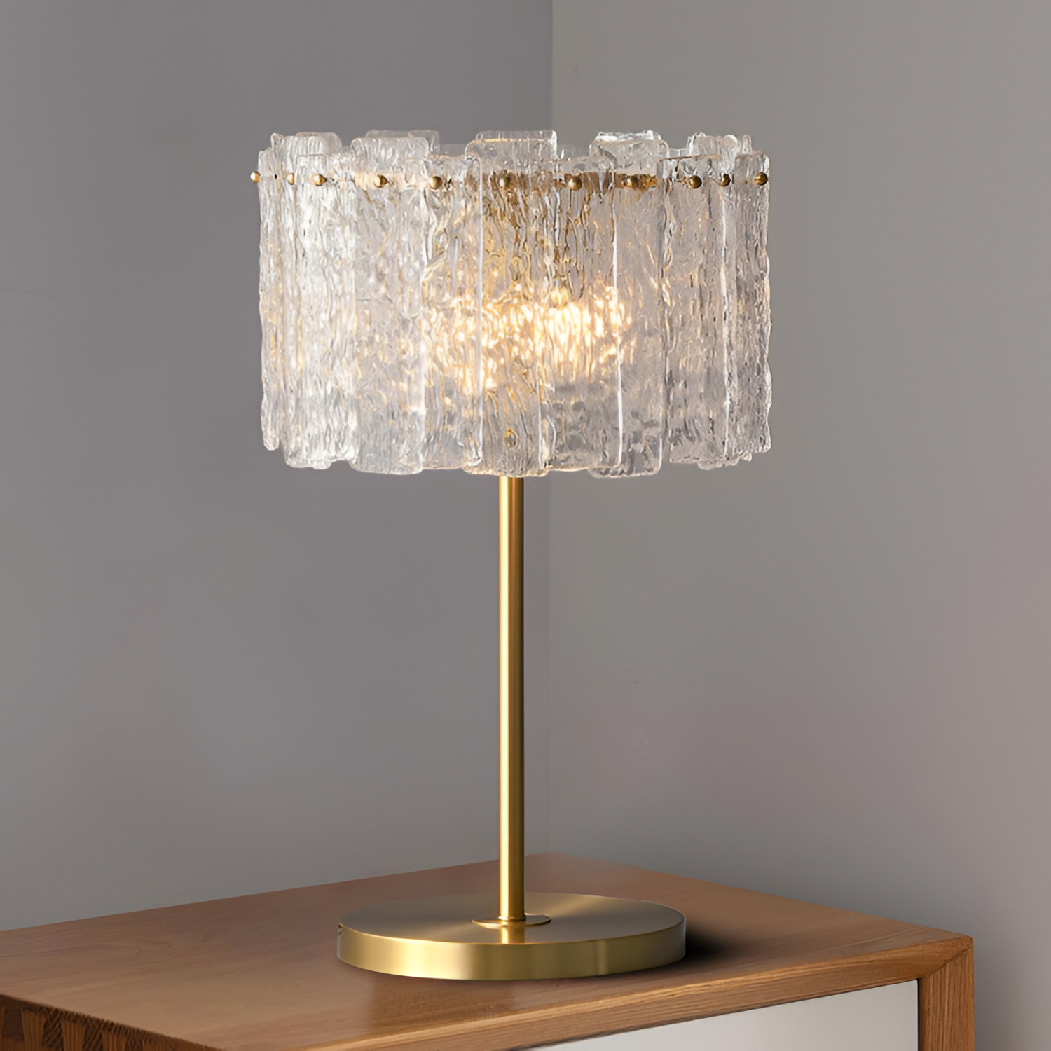 Tekstureret Frostet Bordlampe - Abstrakt
