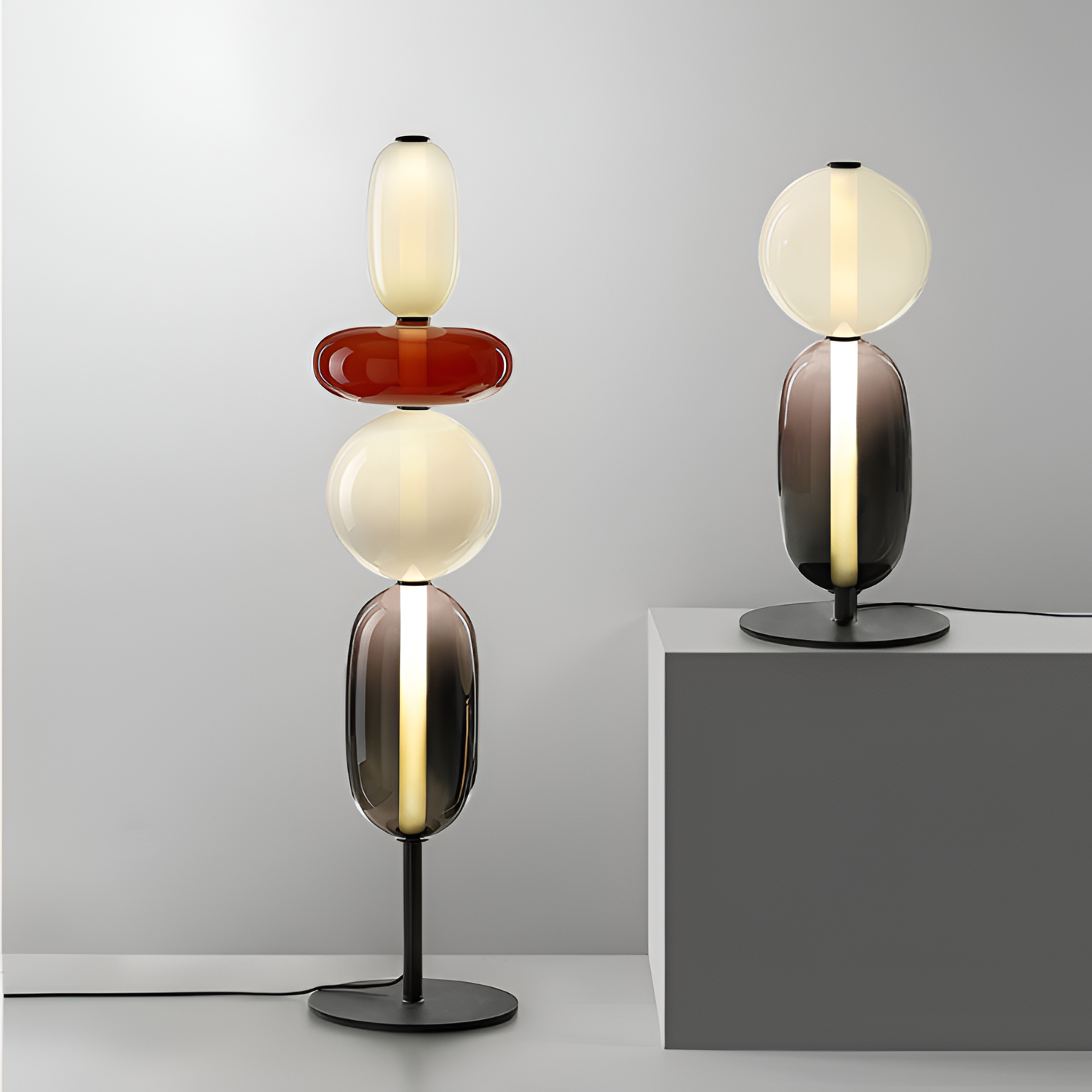 Stablet Geometrisk Glasgulvlampe - Moderne