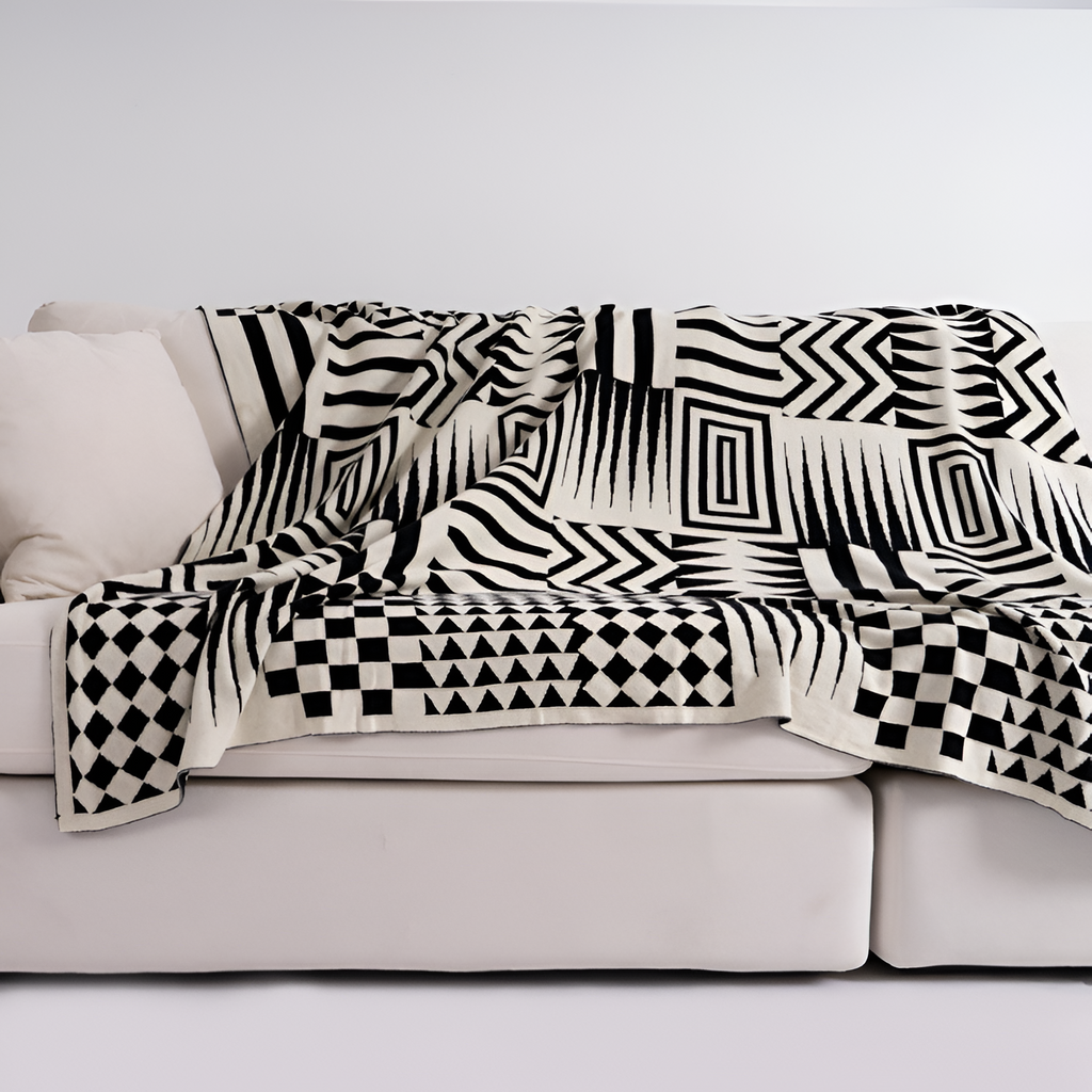 Geometrisk Mønstret Plaid - Vendbar