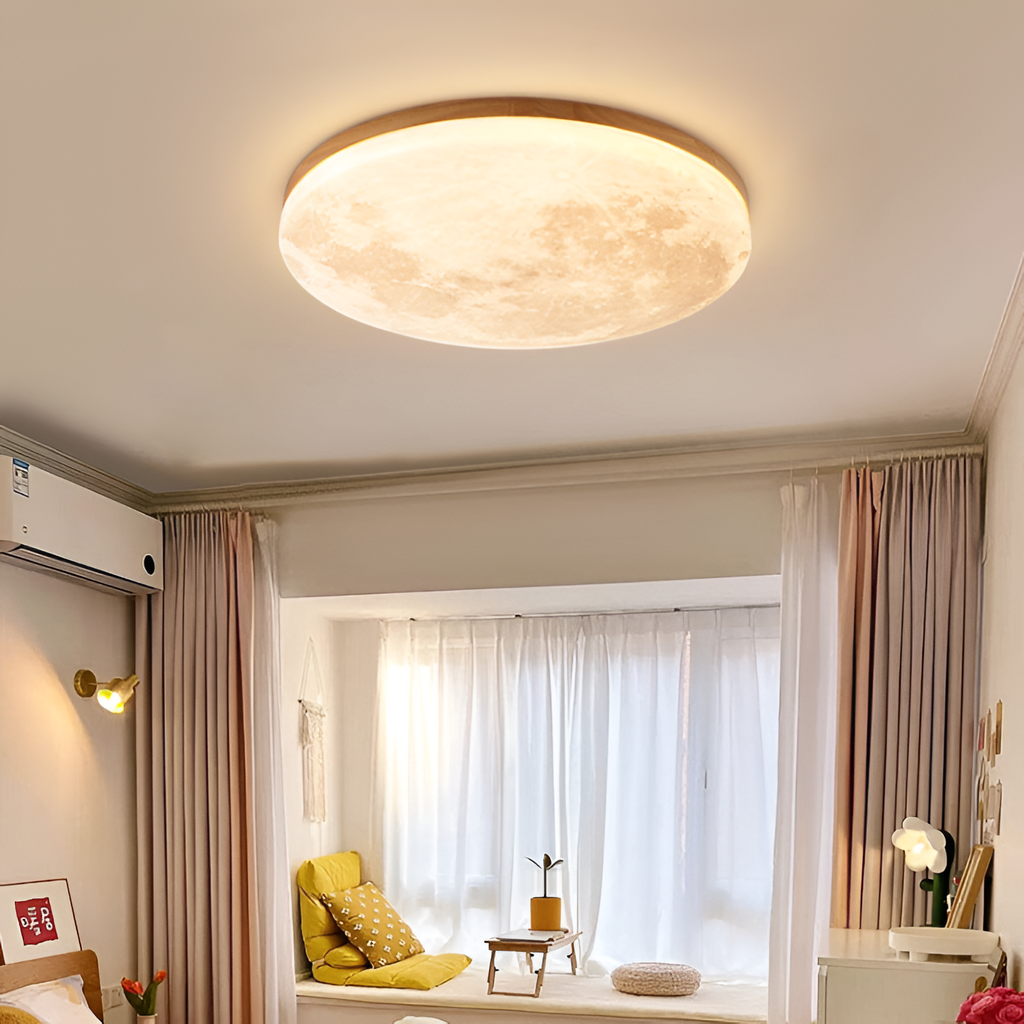 Minimalistisk loftslampe i måneform – indbygget