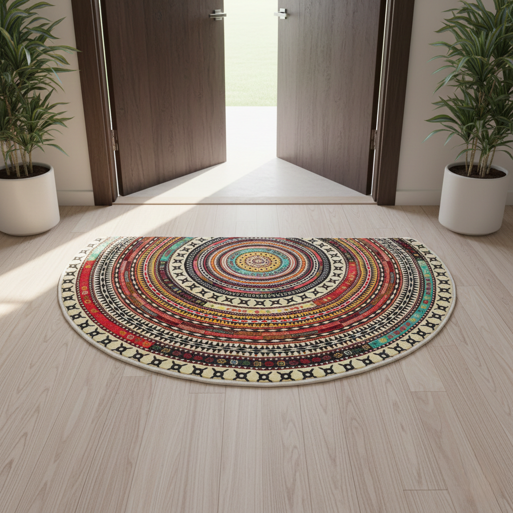 Bohemsk Halvrund Mandala-tæppe | Blød Mikrofiberblanding