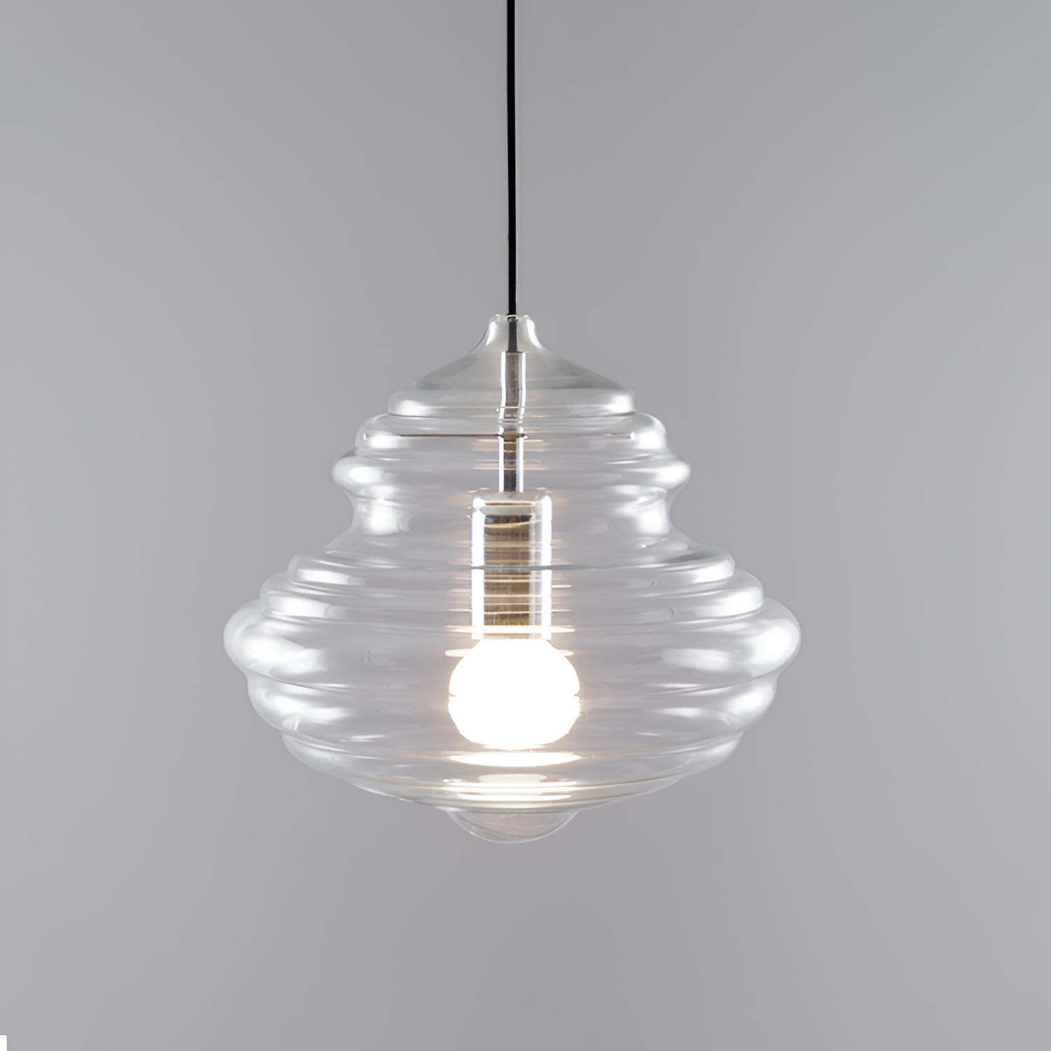 Skulpturel Rillet Glaspendel - Minimalistisk