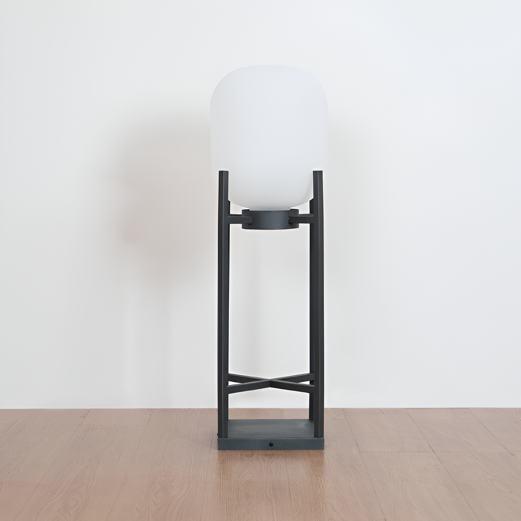 Geometrisk Industriel Solcelle Gulvlampe - Minimalistisk