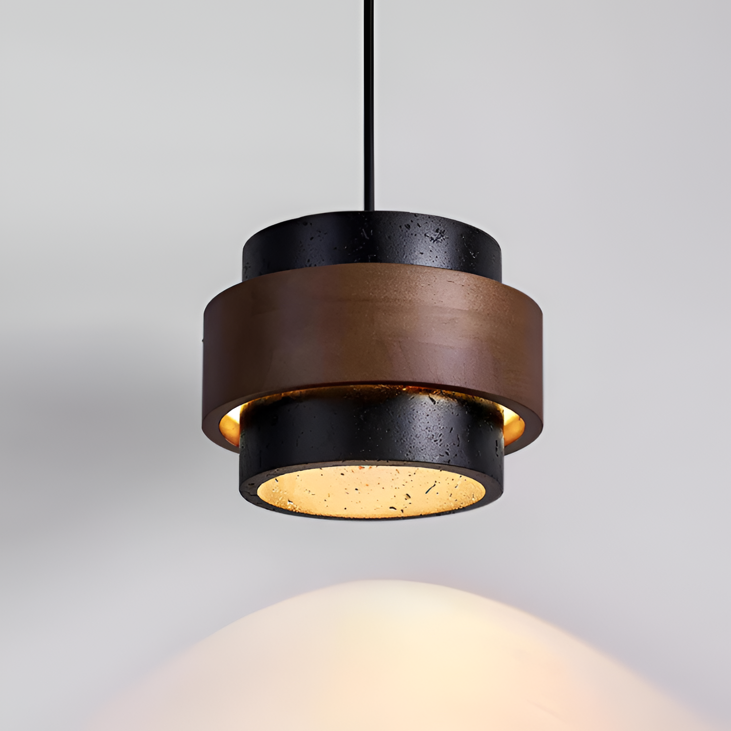 Industriel Travertin Træ Pendel - Minimalistisk