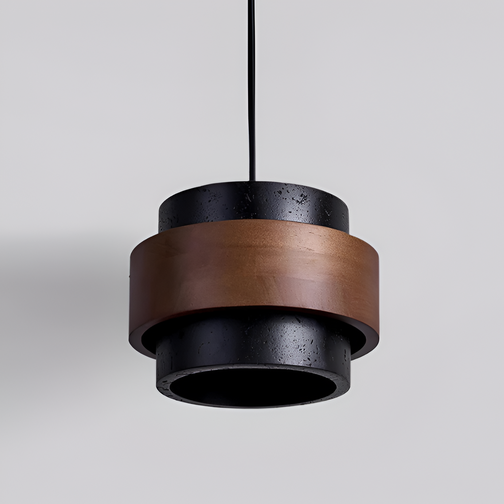 Industriel Travertin Træ Pendel - Minimalistisk