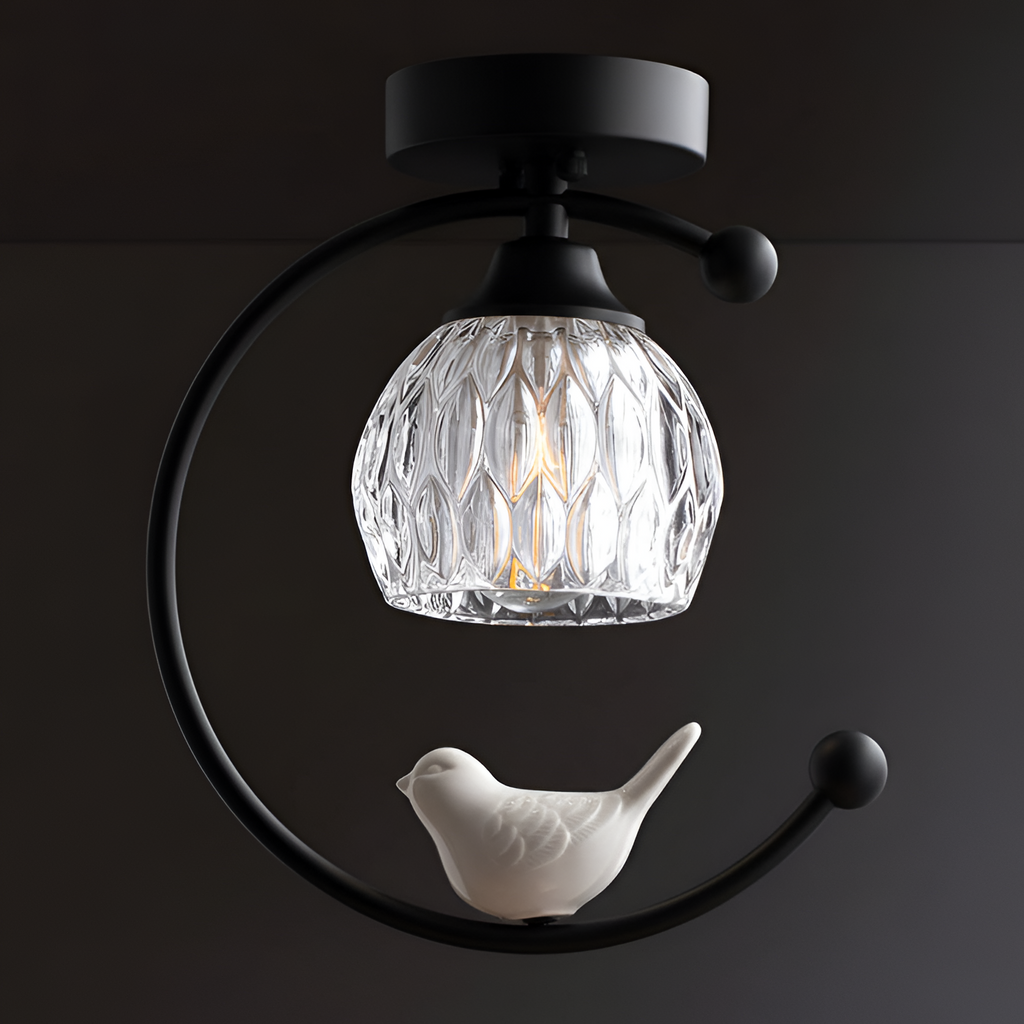 Crescent-figur med struktureret loftlampe – lysdæmpbar