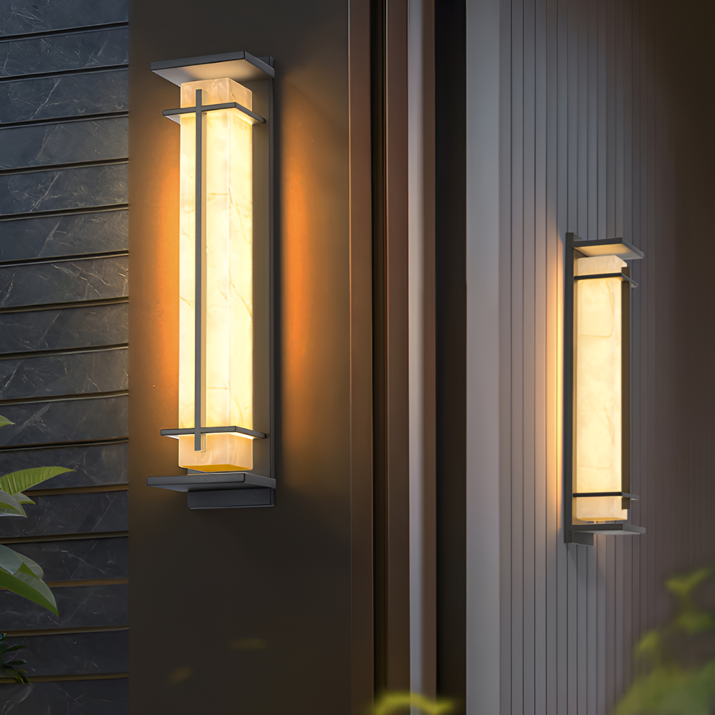 Marmorstil Solenergi Rektangulær Væglampe - Minimalistisk