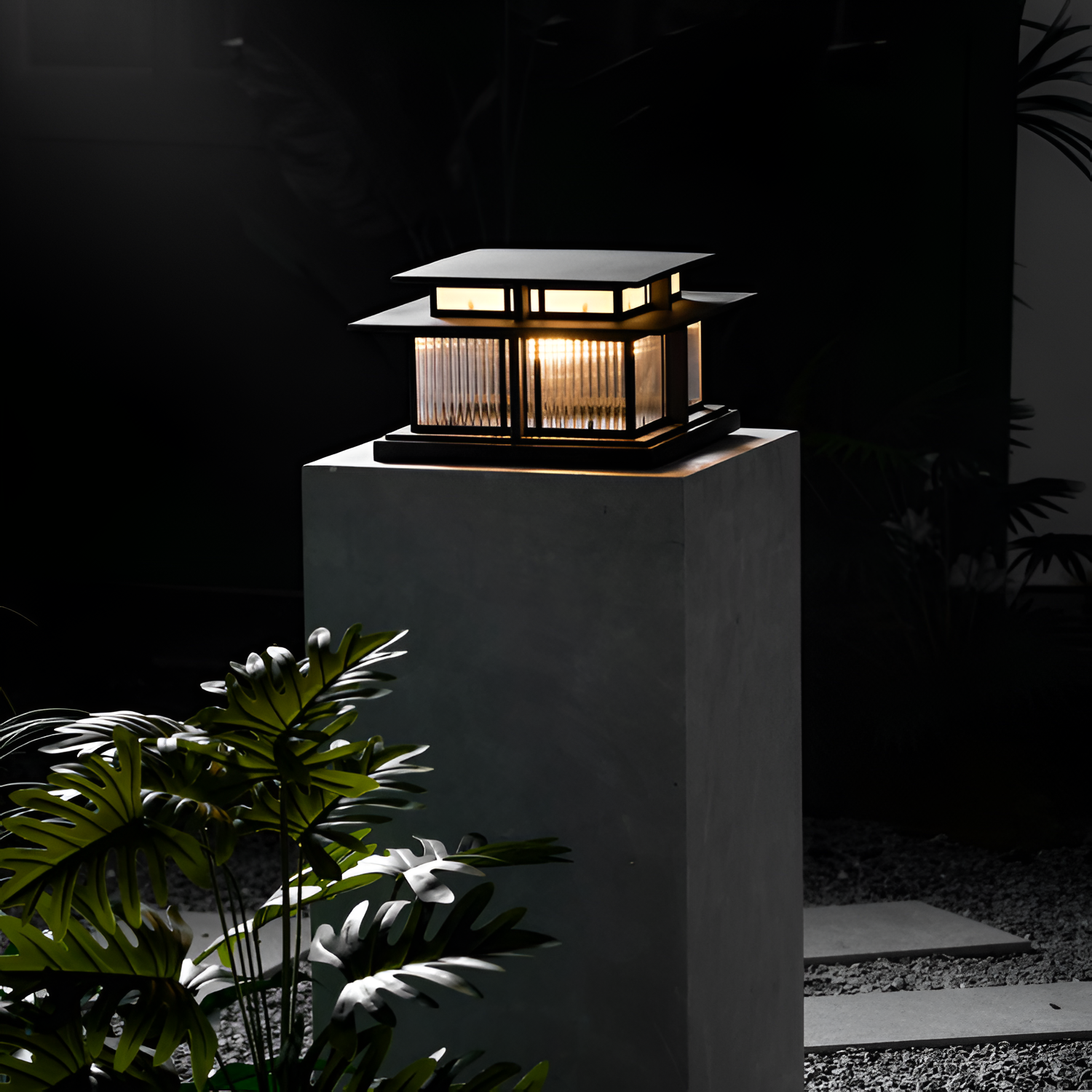 Zen-stil Solcellelampe til Søjle - Minimalistisk