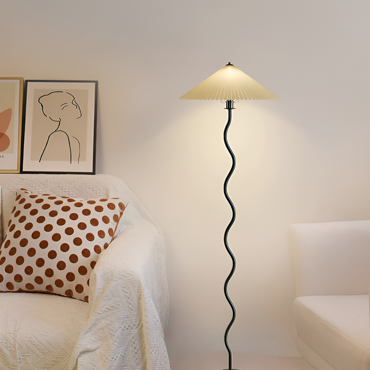 Plisseret Bølget Gulvlampe - Minimalistisk