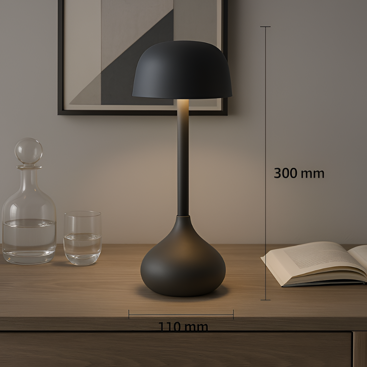 LunaGlow - Trådløs Dæmpbar LED Bordlampe