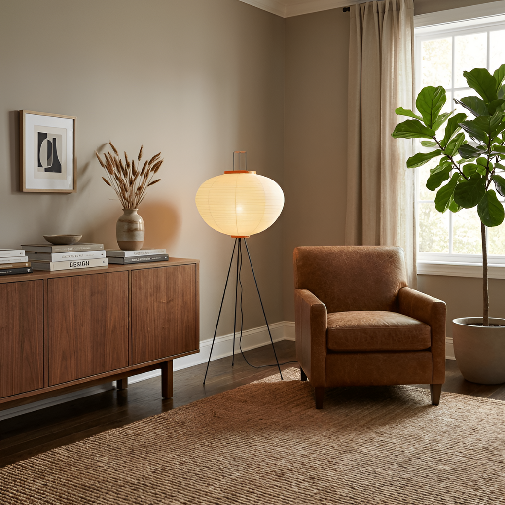 Minimalistisk Rispaper Gulvlampe - Nordisk