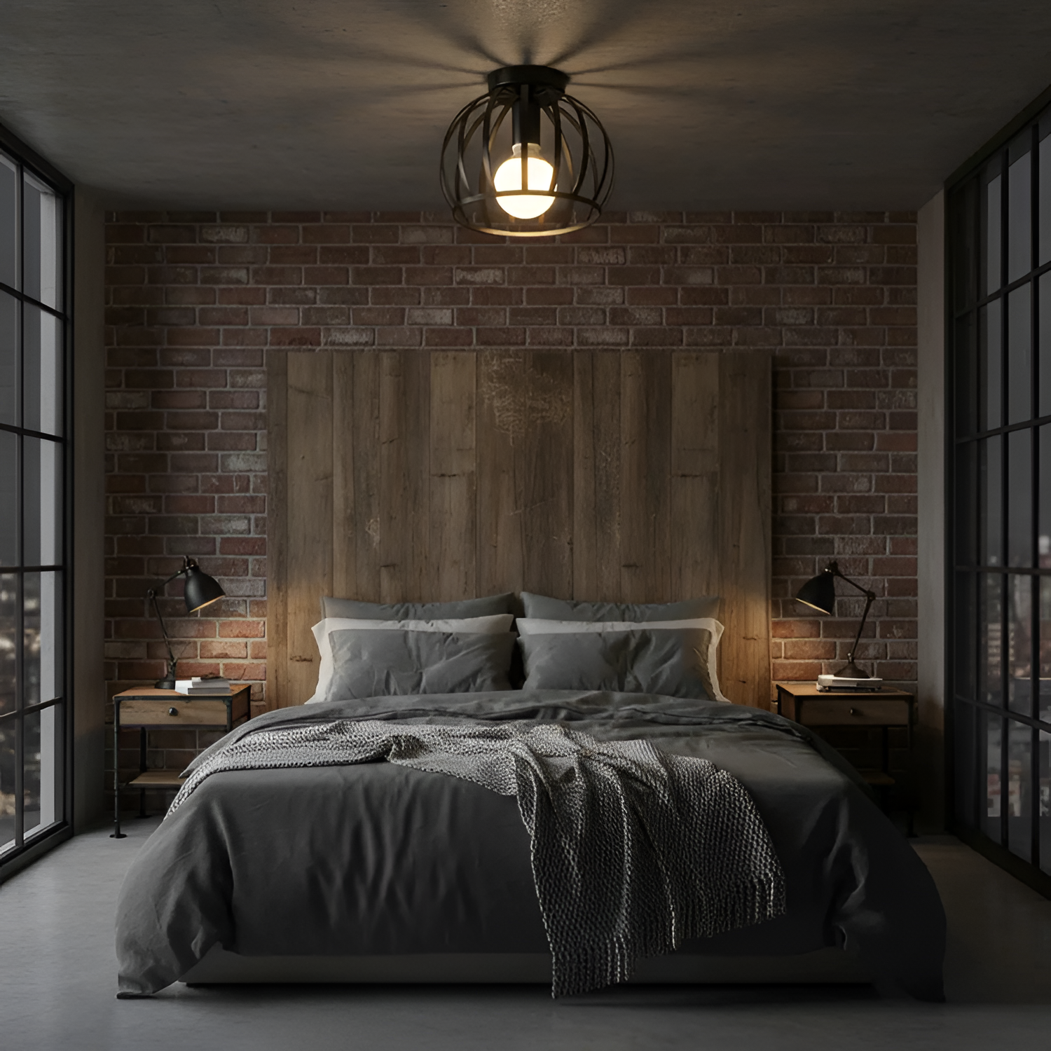 Sort Loftlampe i Industristil - Moderne Ganglampe
