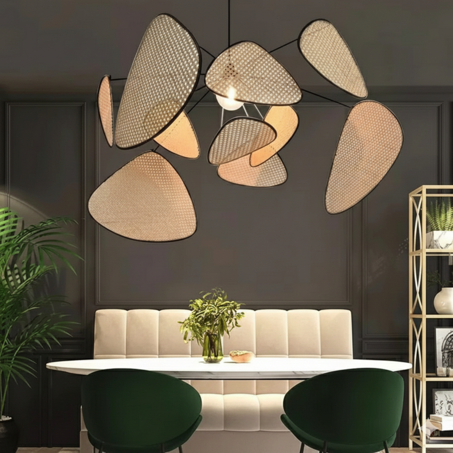 Rattan-Inspireret Pendellampe - Moderne Boho Loftsbelysning