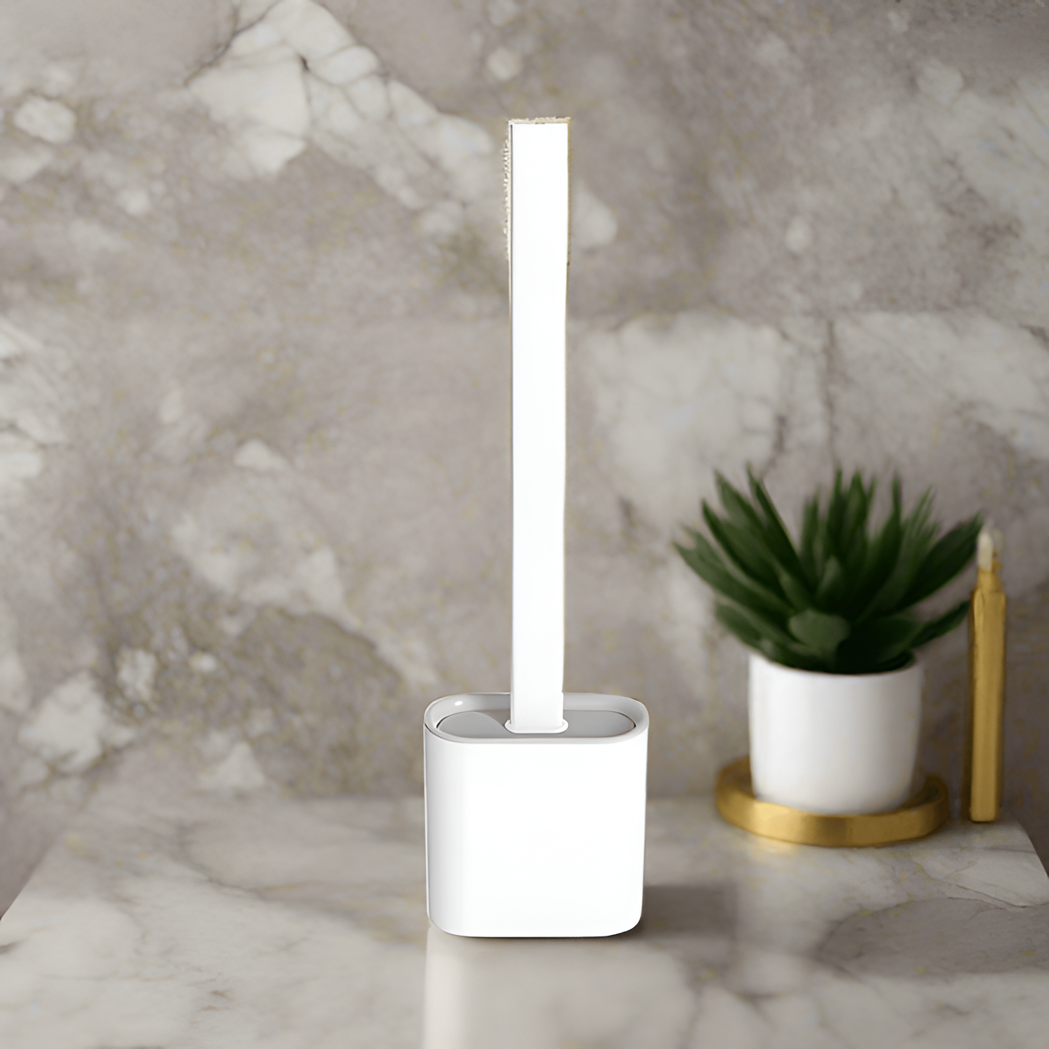 Minimalistisk Langskaftet Toiletbørste - Ensfarvet