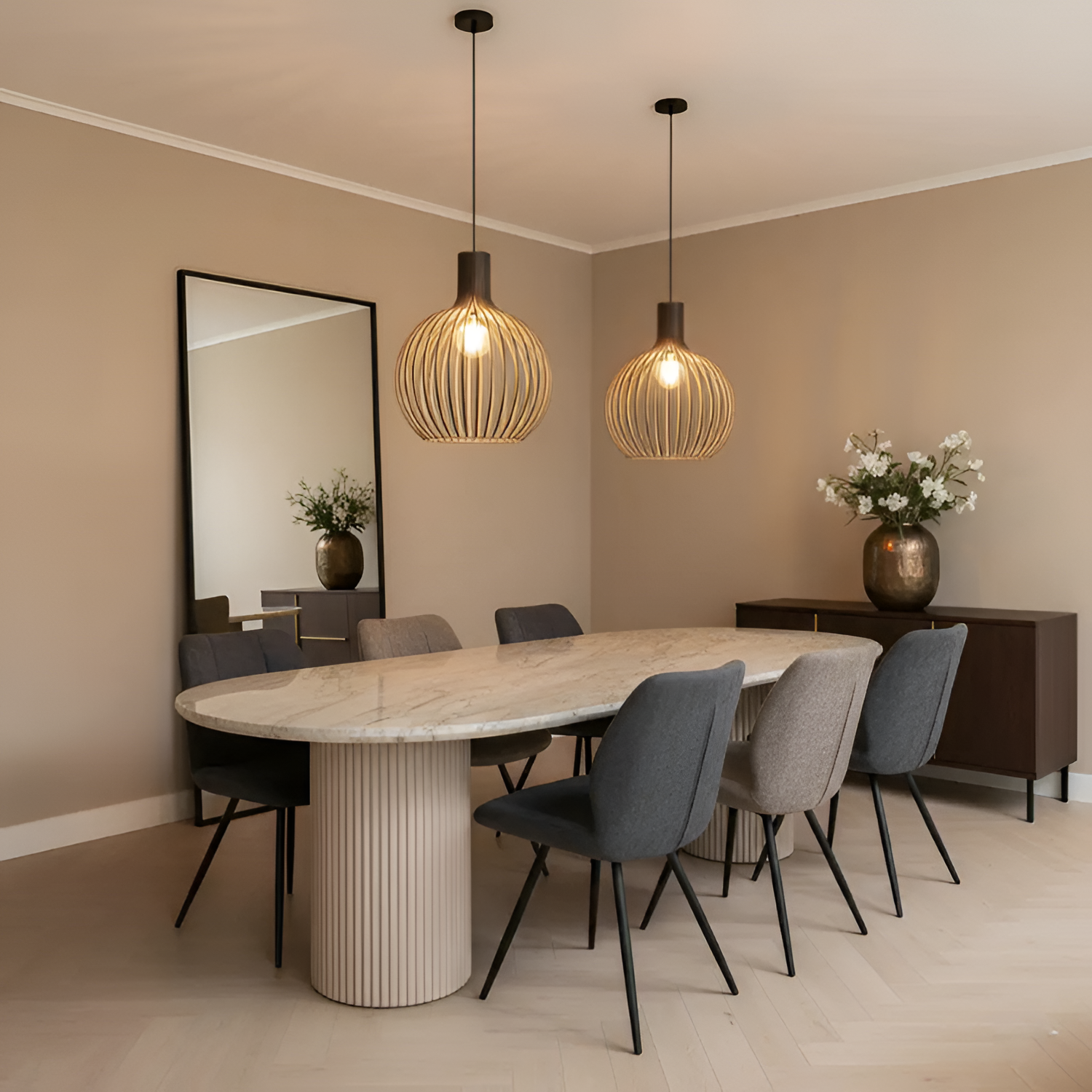 Nordisk Trælampe med Lameller - Moderne Stue