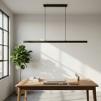 Lineær Sort Pendel - Minimalistisk Spisestue Belysning