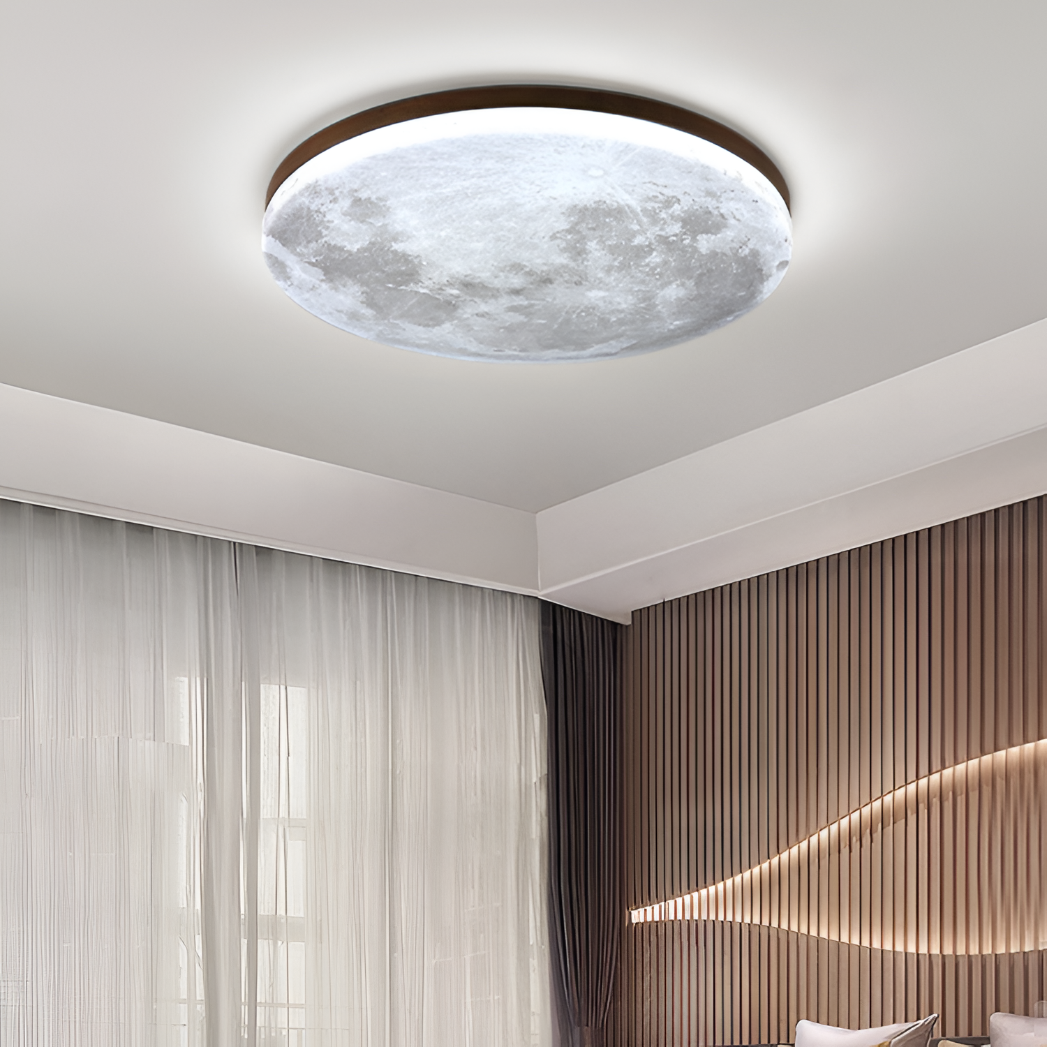 Minimalistisk loftslampe i måneform – indbygget
