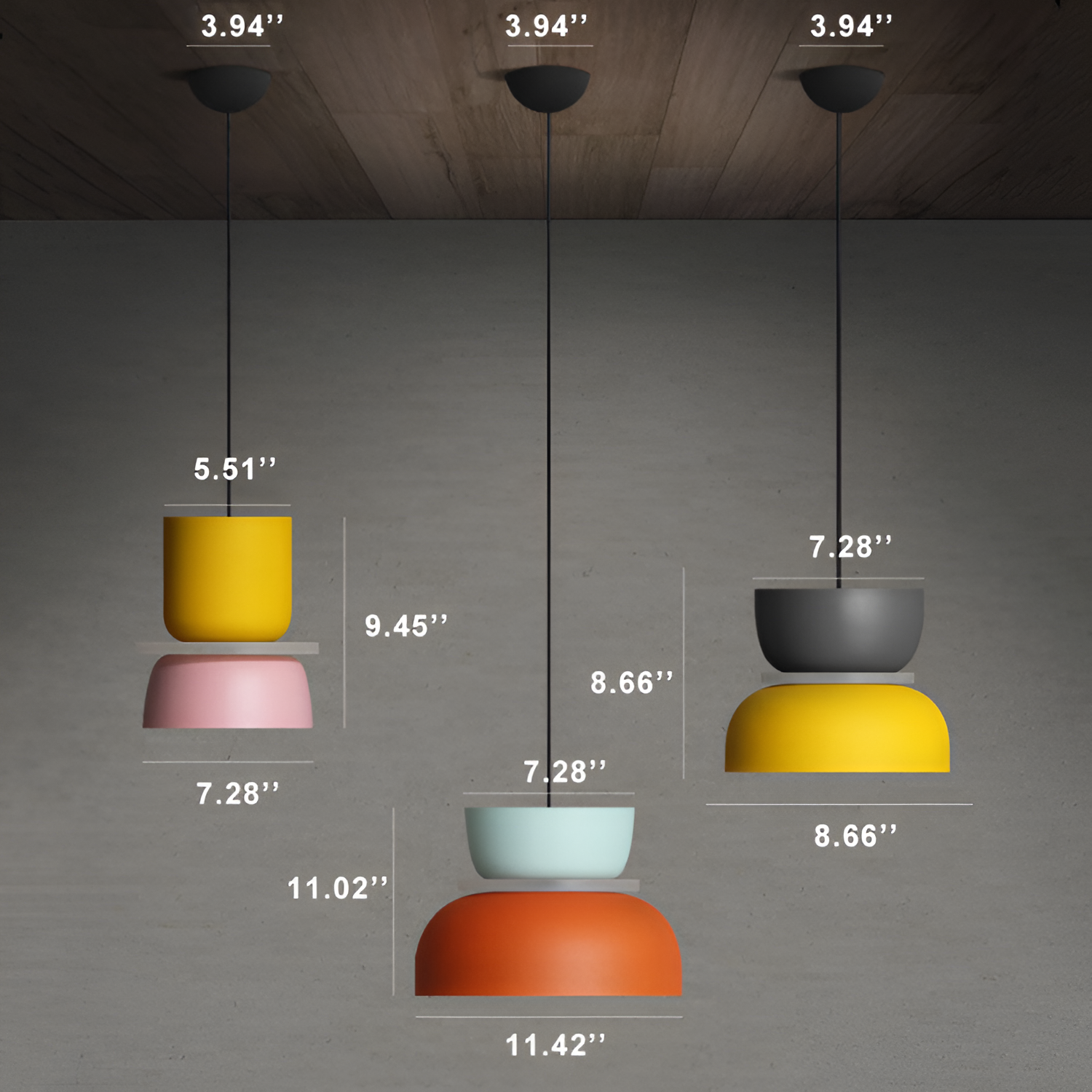 Moderne Pendellampe - Farverig Geometrisk Hængelampe