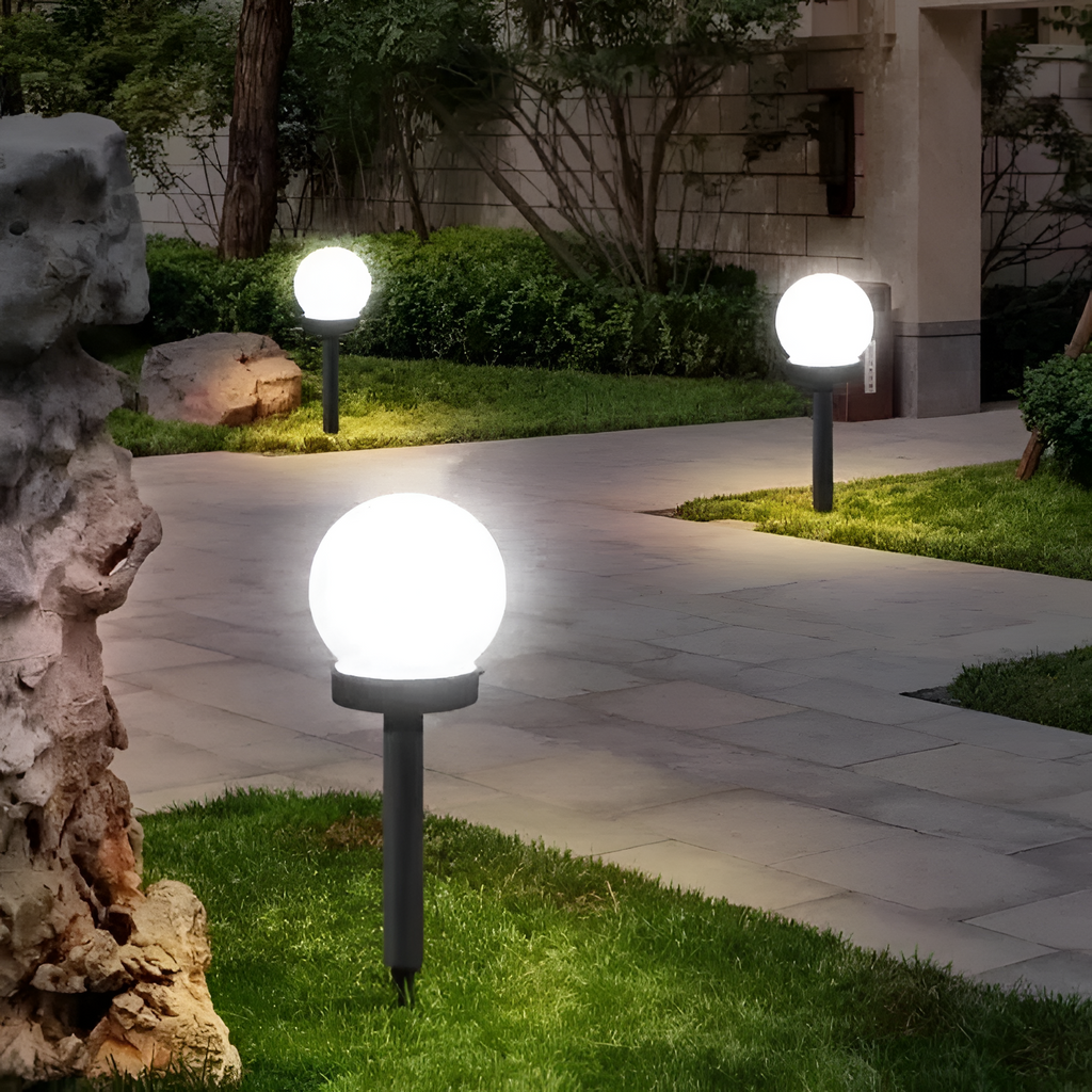 Rund LED-solcellelampe – Energieffektiv udendørs havedekoration