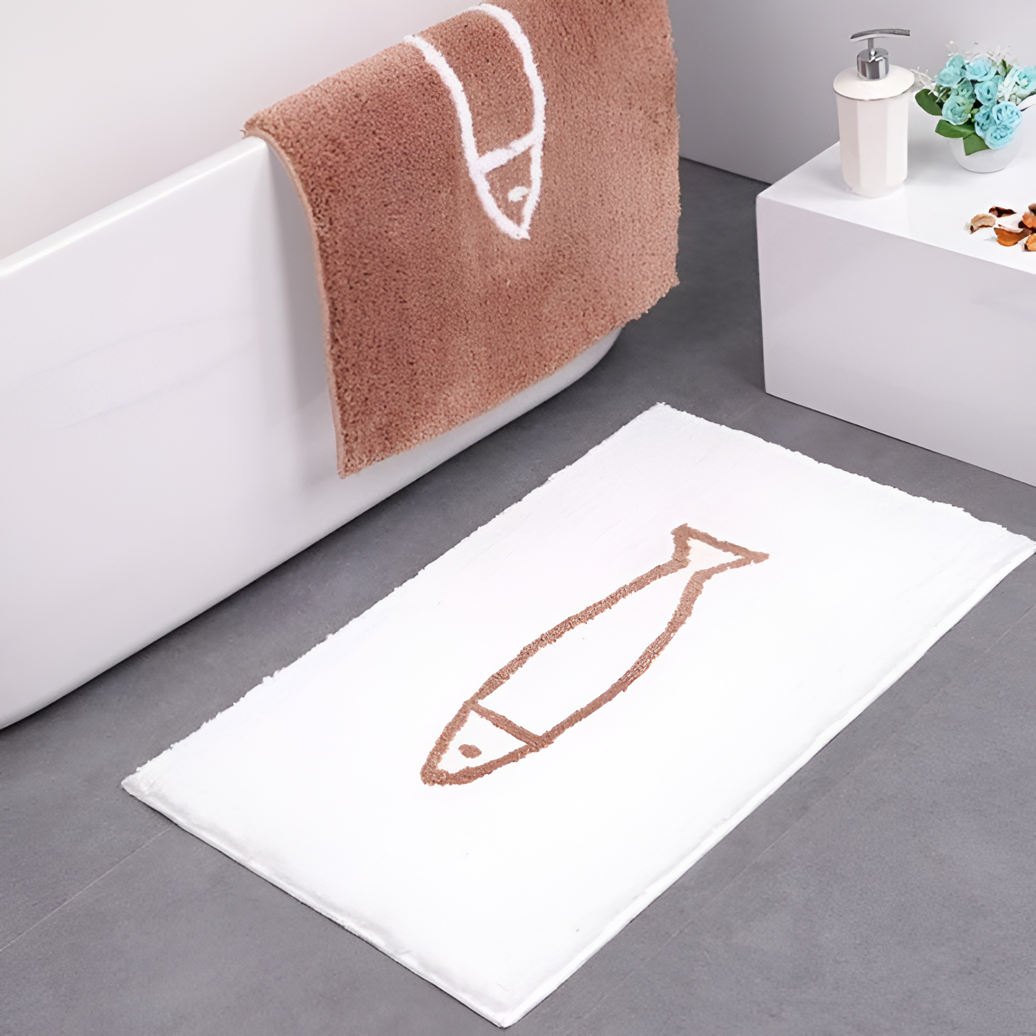 Minimalistisk Tekstureret Bademåtte - Absorberende