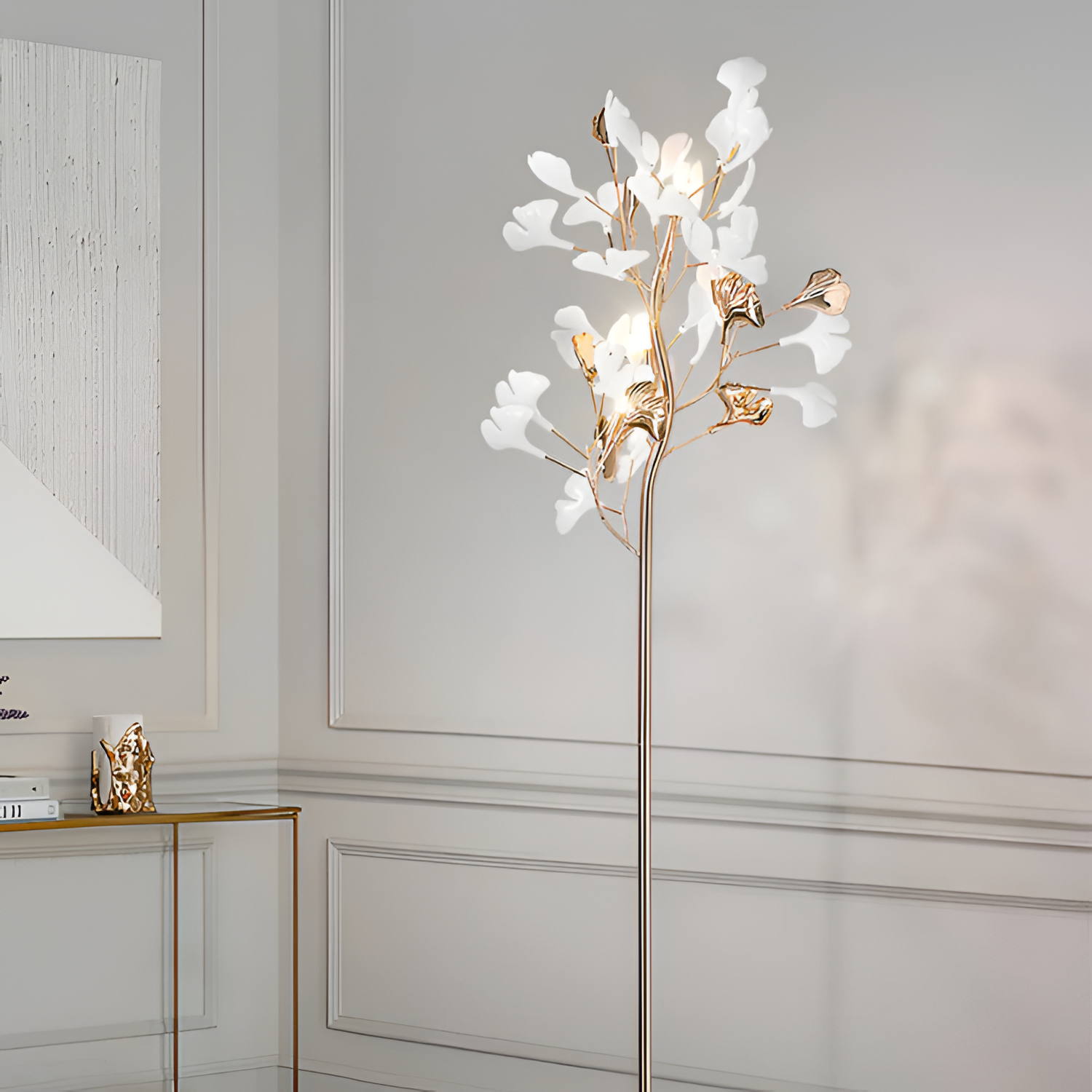 Blomstrende Træ Gulvlampe - Minimalistisk