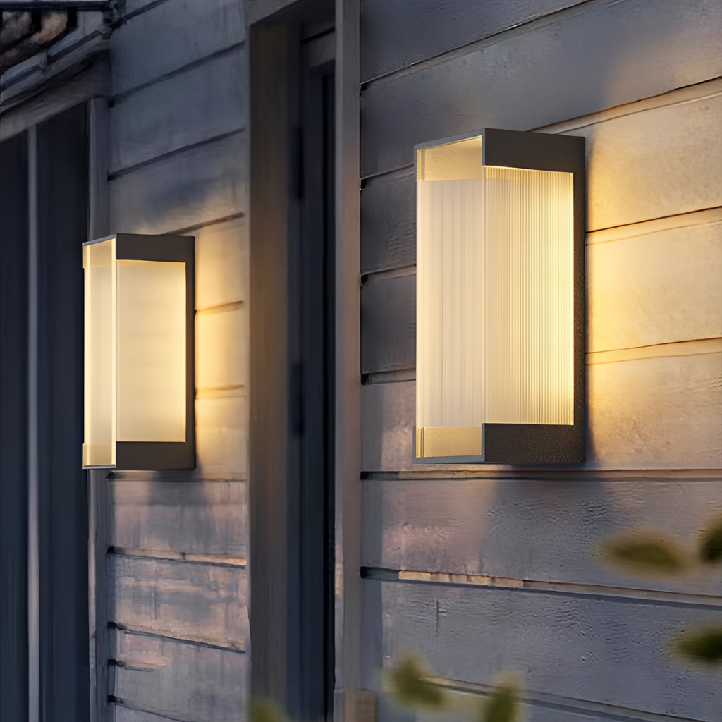 Rektangulær Solenergi Rillet Væglampe - Minimalistisk