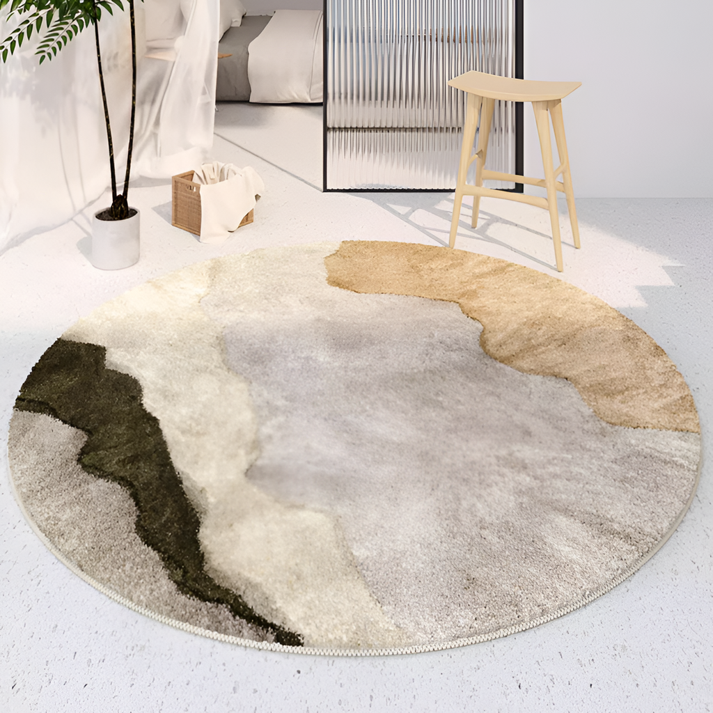 Abstract Rundt Tæppe - Moderne Jordnær Stil