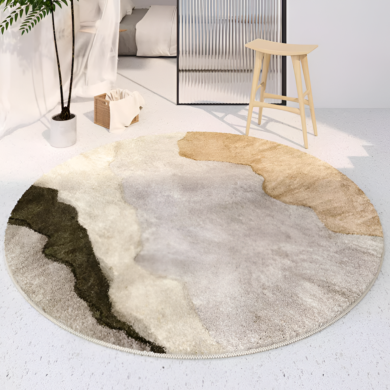 Abstract Rundt Tæppe - Moderne Jordnær Stil