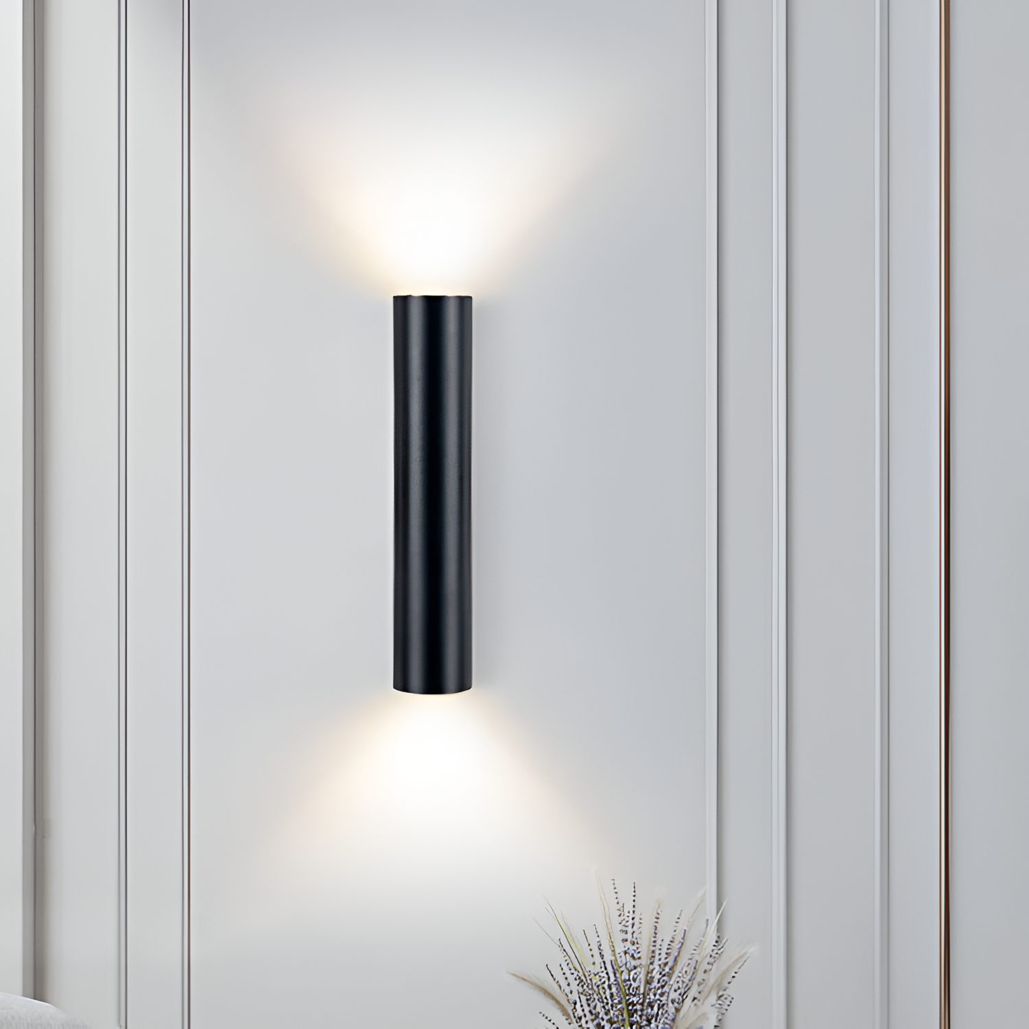 Moderne Cylinderformet Væglampe - Dobbeltstrålende