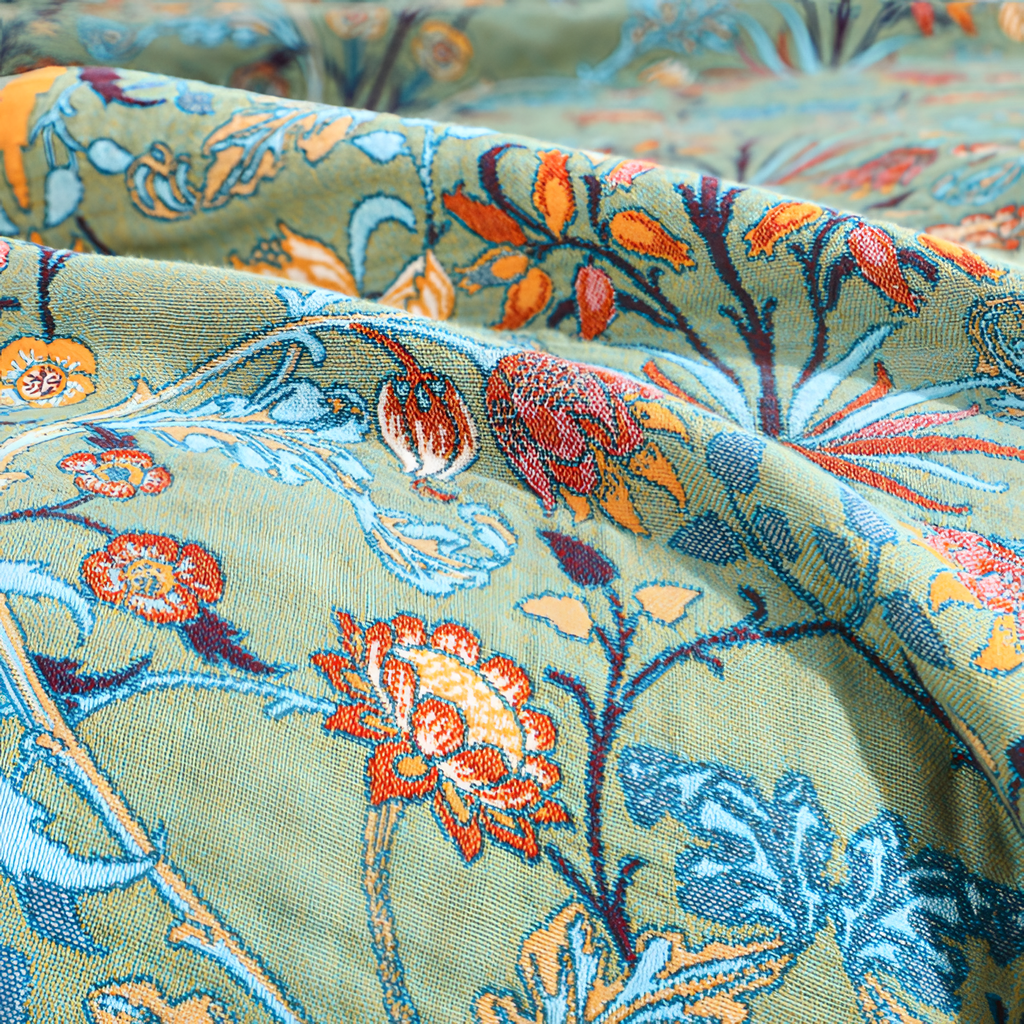 Jacquard Frynsesyet Sengedække - Floral