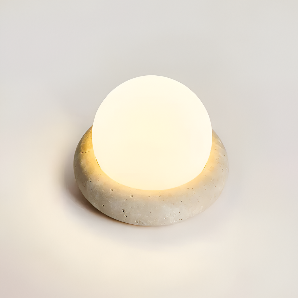 Skulpturel Travertin Bordlampe - Minimalistisk