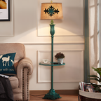 Antik floral gulvlampe - Med bordbakke