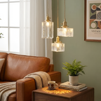 Tekstureret Glas Messing Pendellampe - Industriel