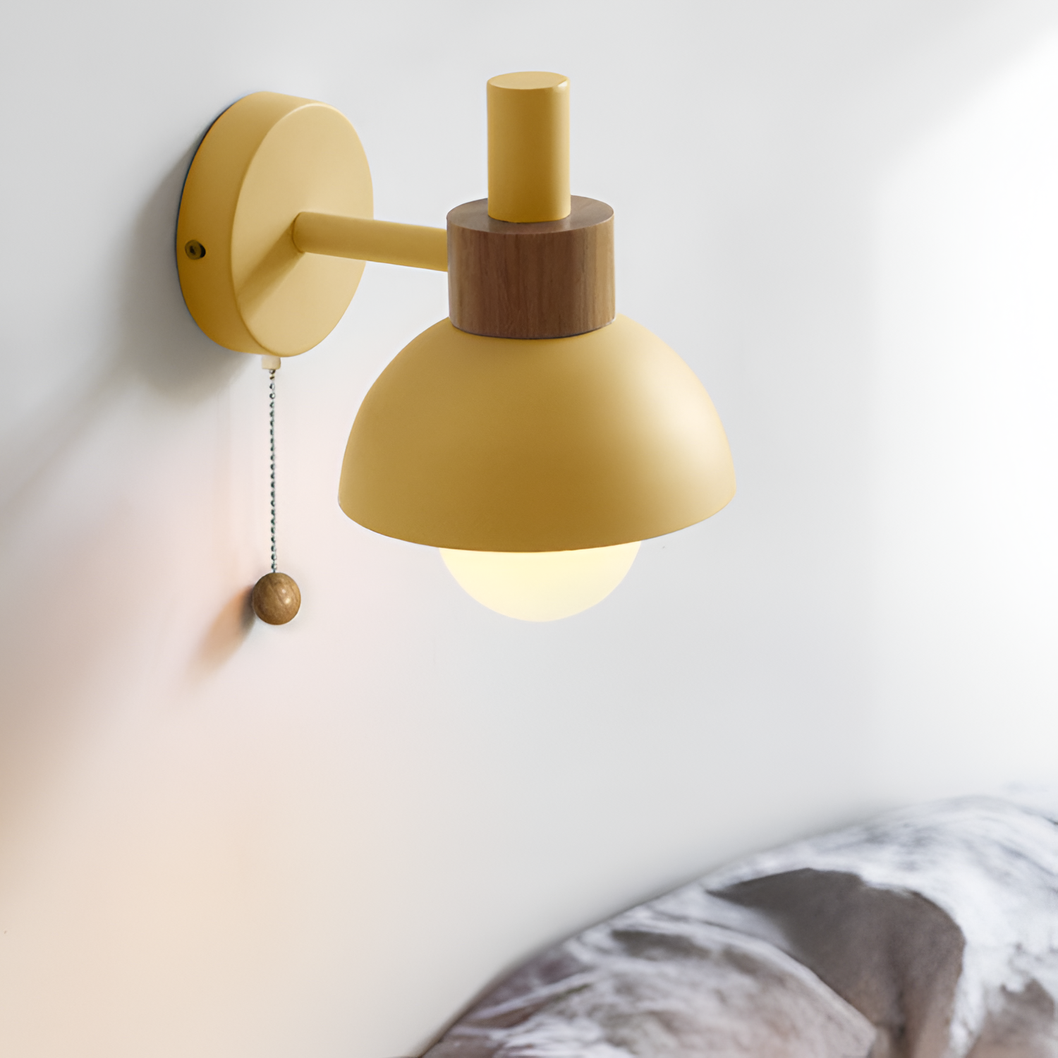 Minimalistisk Macaron-væglampe – trækafbryder