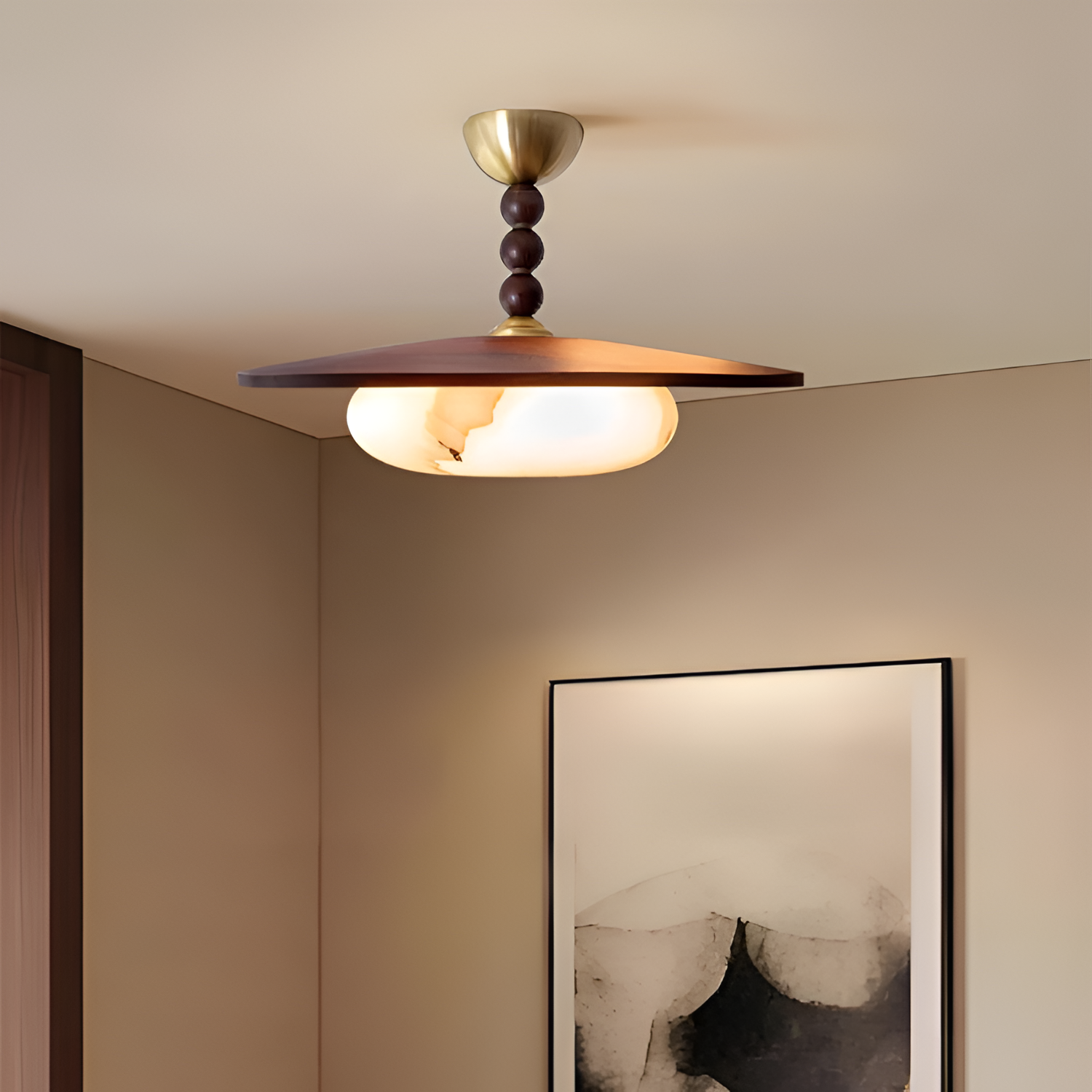 Skulpturel Alabast Loftlampe - Moderne