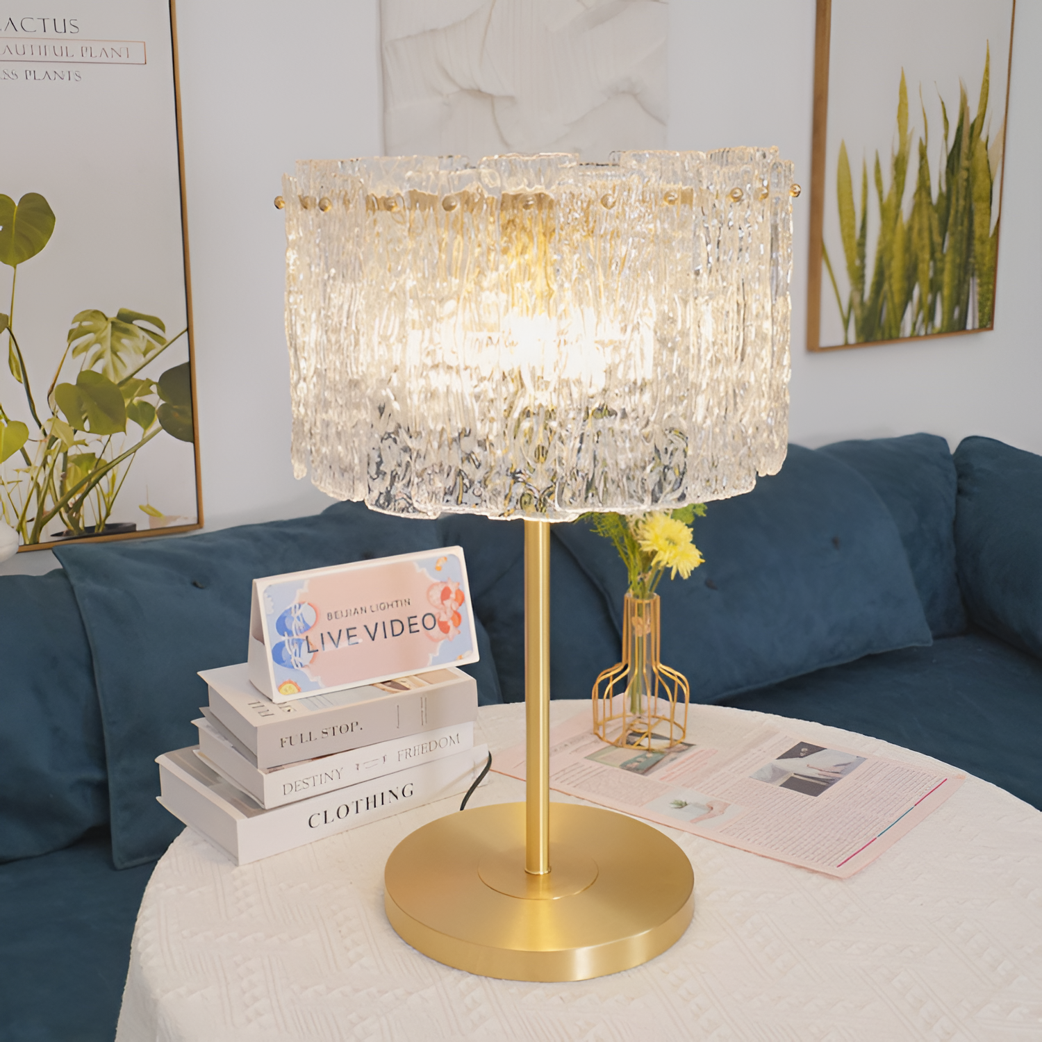 Tekstureret Frostet Bordlampe - Abstrakt
