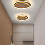 Moderne dæmpbar loftslampe i trælook – minimalistisk