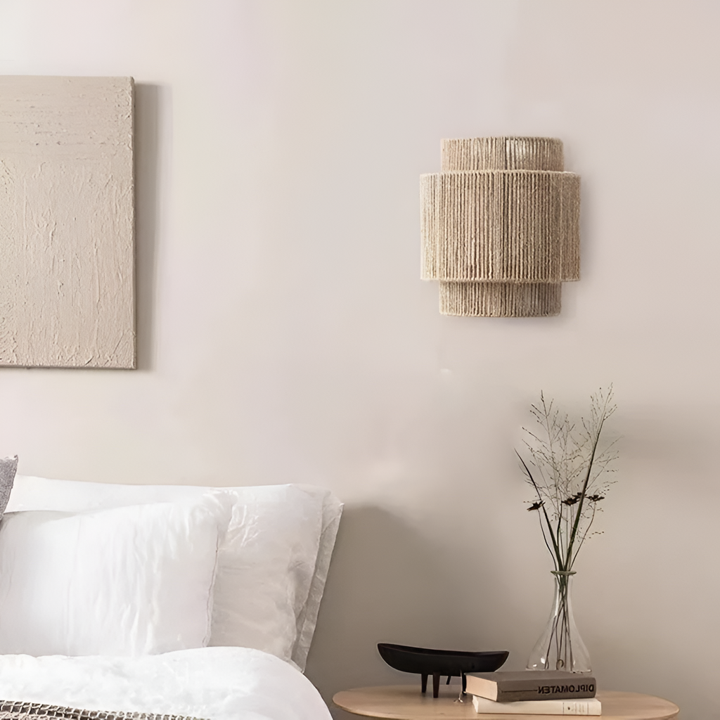 Væglampe med rattan-håndtag – LED-væglampe
