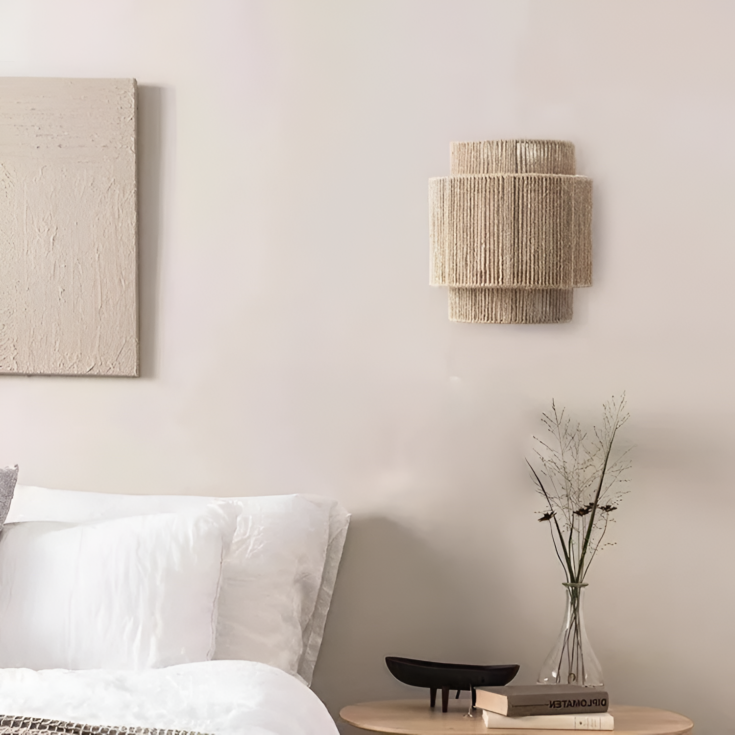 Væglampe med rattan-håndtag – LED-væglampe