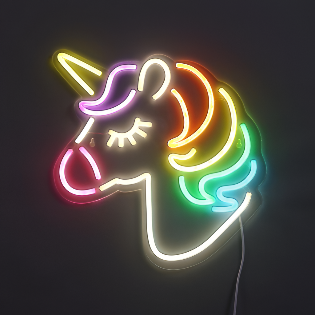 Unicorn Regnbue Neonvæglampe - Indretning til Børneværelset