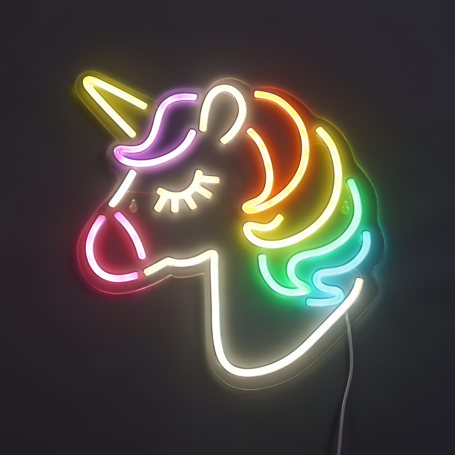 Unicorn Regnbue Neonvæglampe - Indretning til Børneværelset