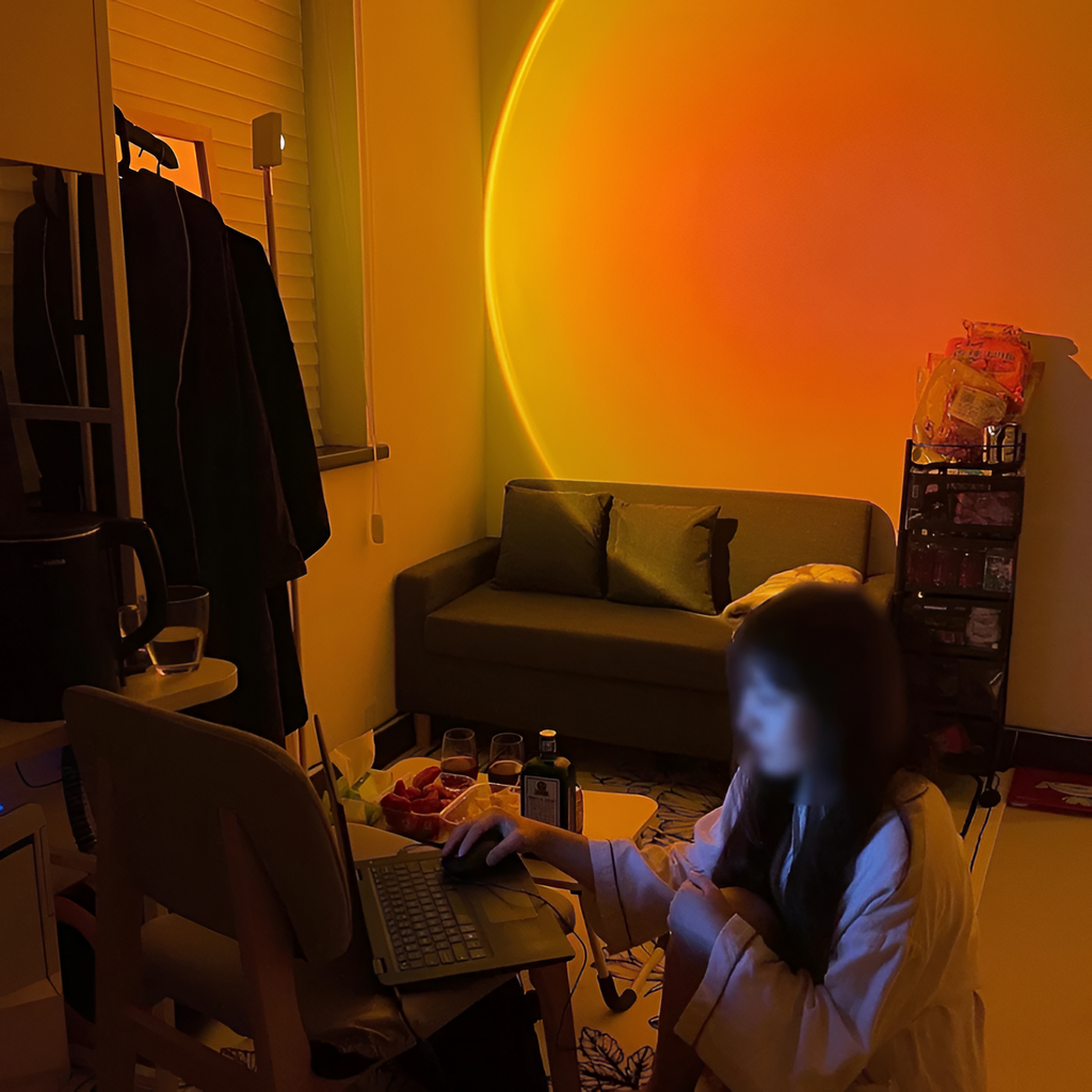 Sunset Projektionsgulvlampe - Gylden Time Stemningsbelysning
