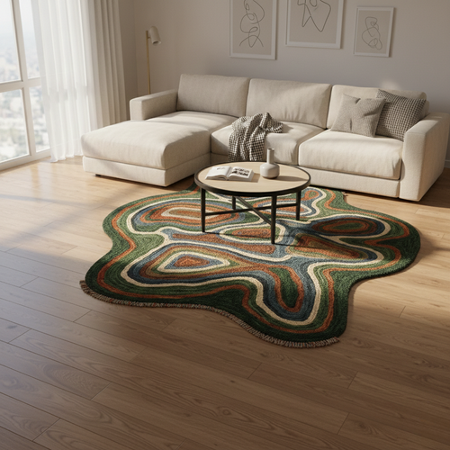 Abstrakt økologisk jute tæppe