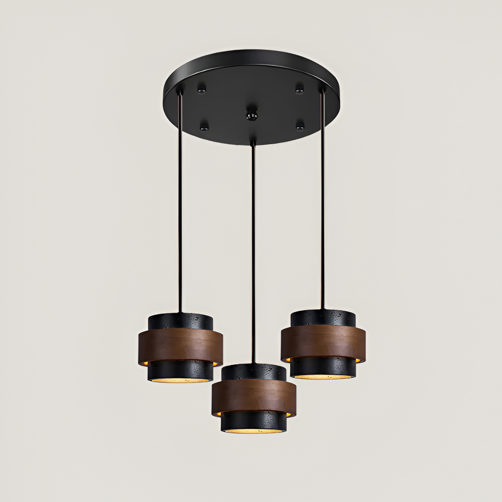 Industriel Travertin Træ Pendel - Minimalistisk