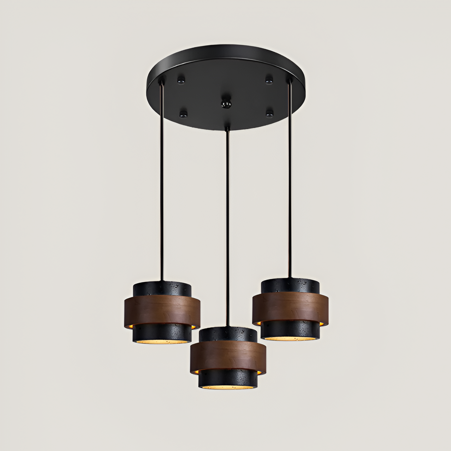 Industriel Travertin Træ Pendel - Minimalistisk